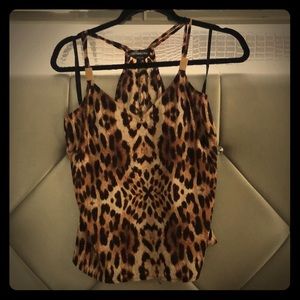 Bebe cheetah print racer back style dress top